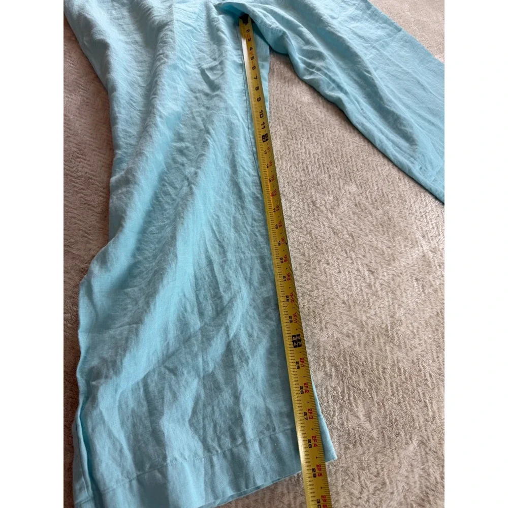 Charter Club Luxury Linen Light Blue Drawstring Straight Leg Pants Womens 16‎